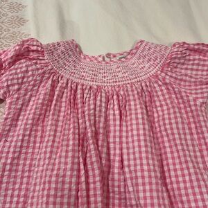 Pink Gingham Smocked Bishop Dress
